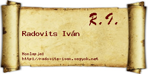 Radovits Iván névjegykártya